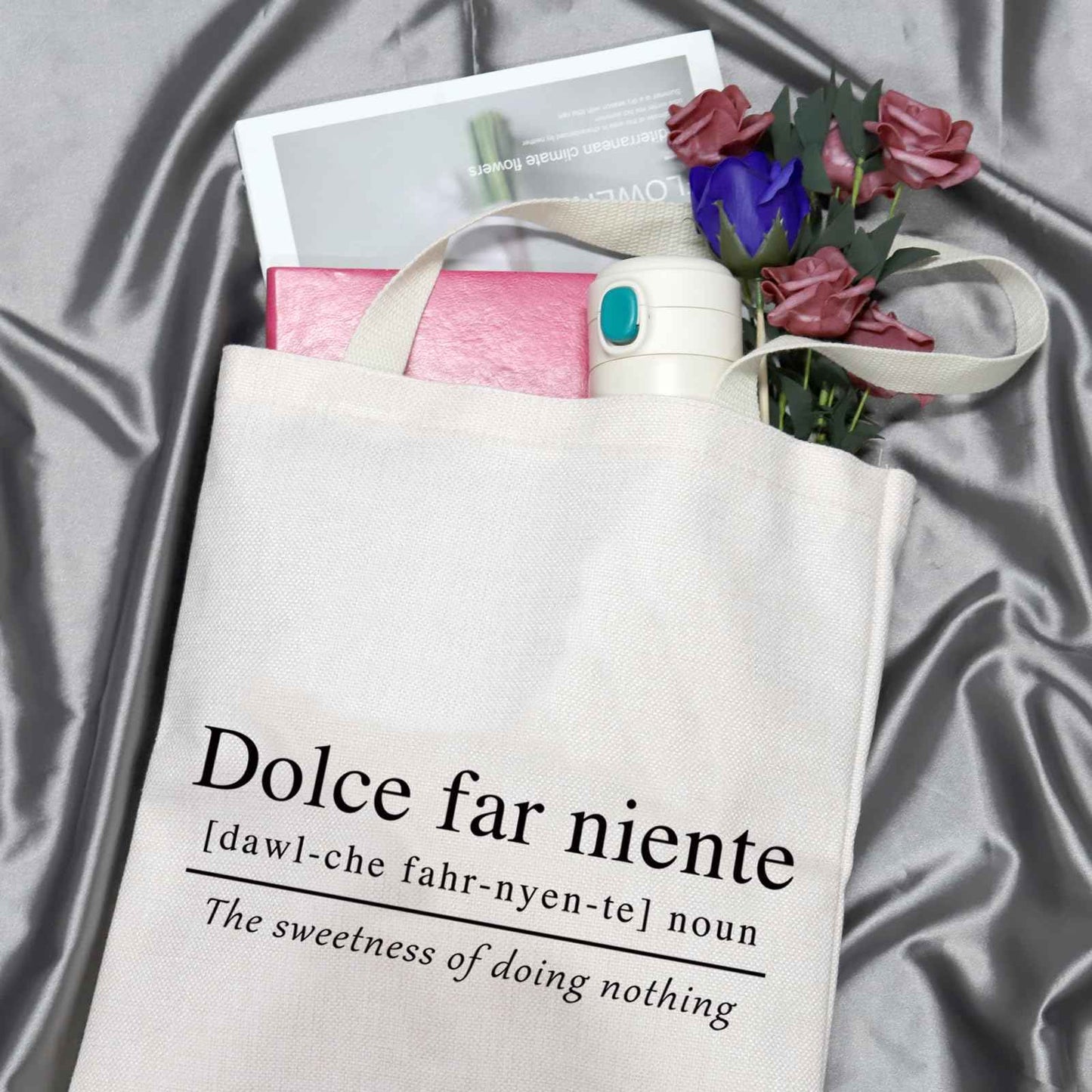GJTIM Italian Themed Sweet Doing Nothing Quote Dolce Far Niente Italy Lover Gift Zipper Pouch Travel Bag Tote