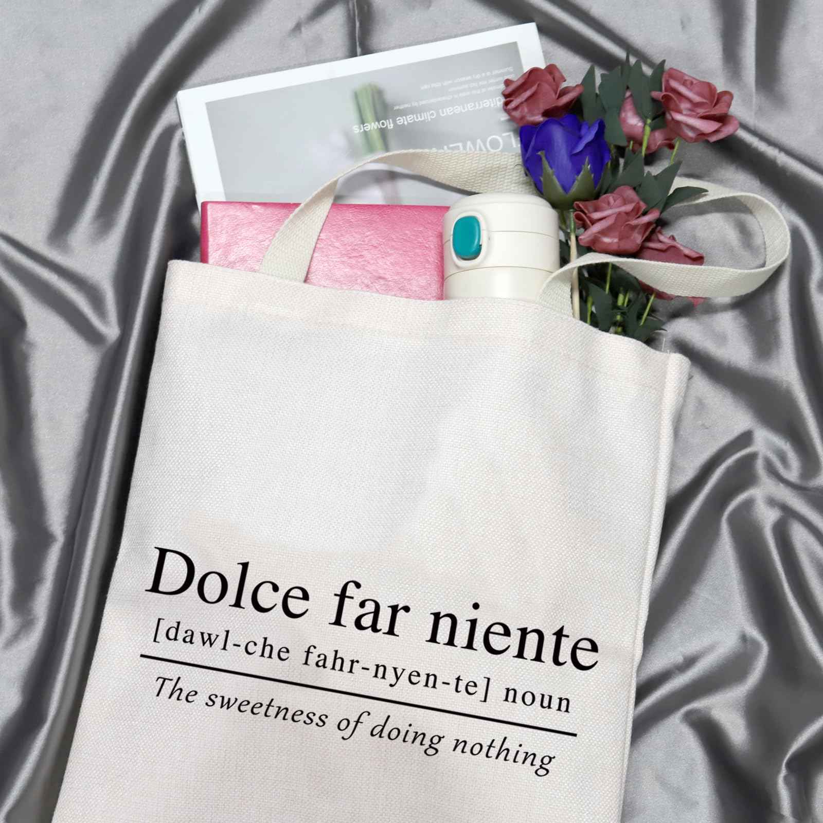 GJTIM Italian Themed Sweet Doing Nothing Quote Dolce Far Niente Italy Lover Gift Zipper Pouch Travel Bag Tote