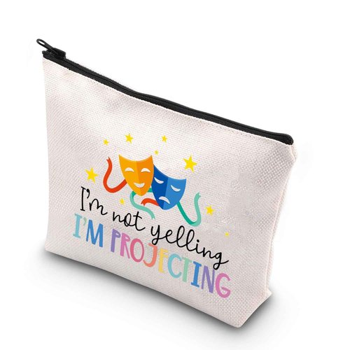 BDPWSS Theatre Makeup Bag Drama Theater Lover Gift Comedy Tragedy Masks Cosmetic Bag i'm Not Yelling I'm Projecting Drama Acting Travel Pouch (Yelling projecting)