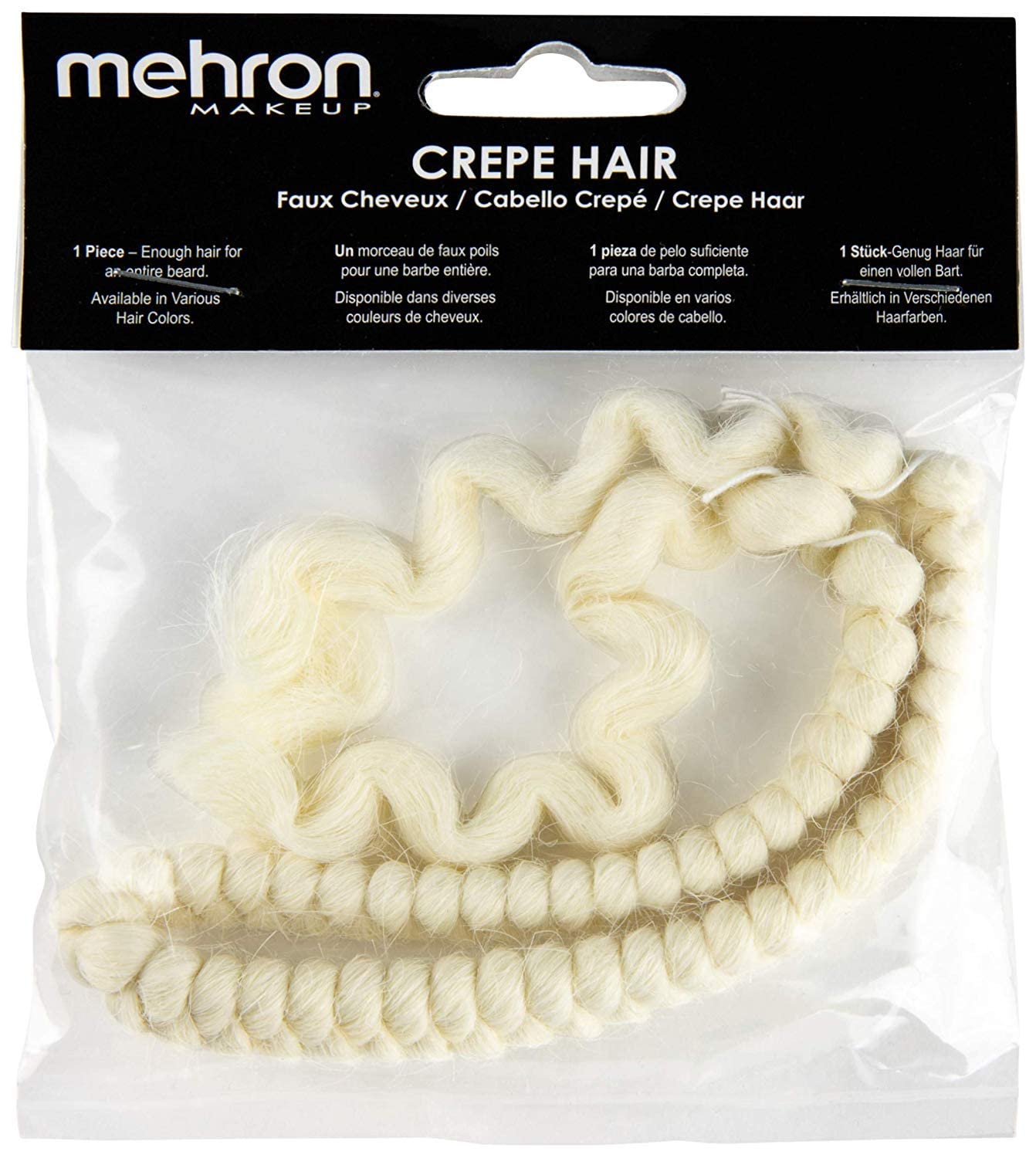 Mehron Makeup Crepe Hair 12-inch Braid (White)