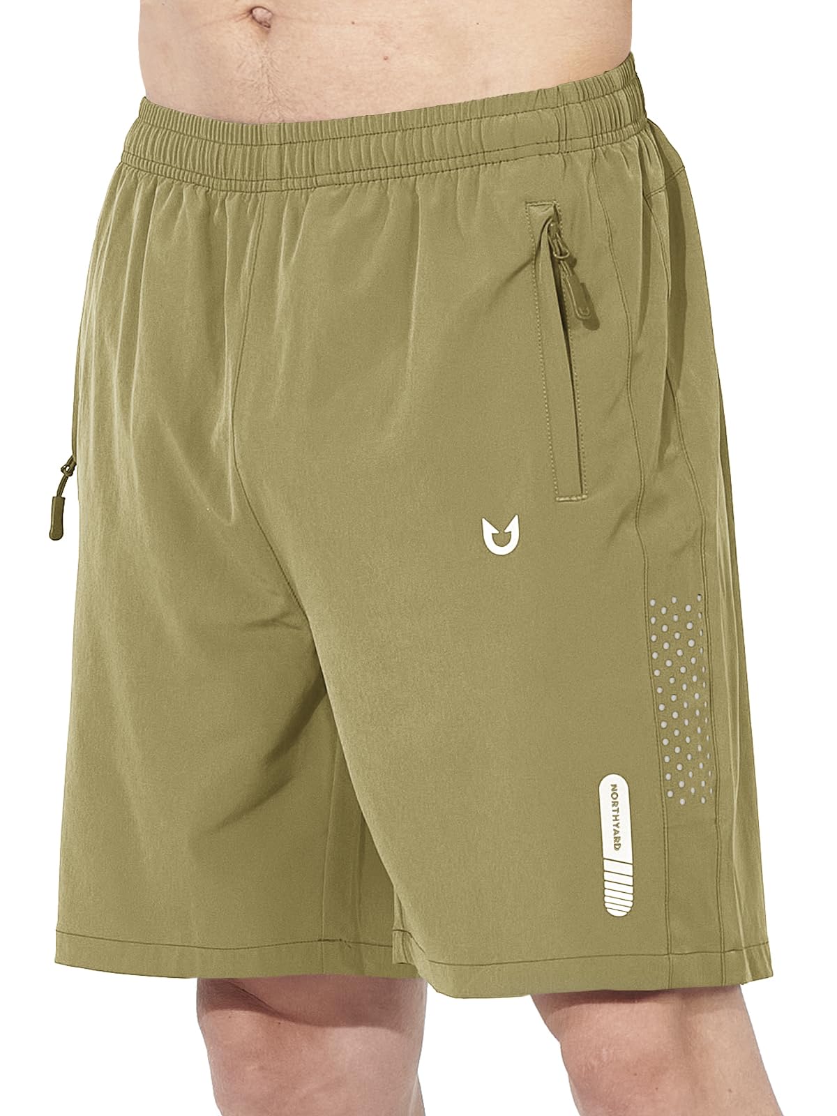 NORTHYARD Men's Athletic Running Shorts Quick Dry Workout Shorts 7"/ 5"/ 9" Lightweight Sports Gym Basketball Shorts Hiking Exercise Khaki S