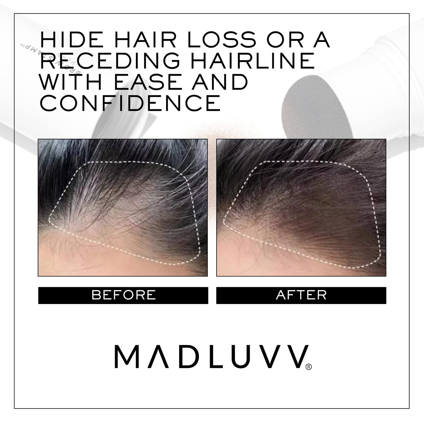 MADLUVV Brow Stamp Refill* - Color Stamp for Brows & Root Touch Up for Women & Men, Instantly Conceal Hair Loss, Grey Hair, Thinning Hair with Stain-Proof/Smudge-Proof Powder Formula (Medium Brown)