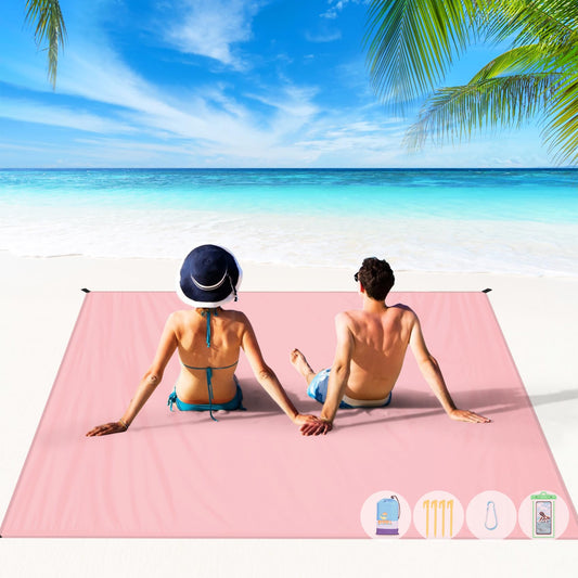 BYDOLL Beach Blanket 10'×9' 1-8 Adults Oversized Lightweight Waterproof Sandproof Beach Blanket Large Picnic Mat Beach Blanket for Beach Travel Camping Hiking Picnic