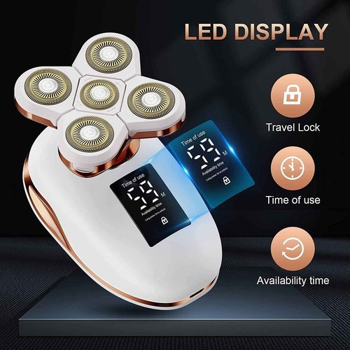 2-in-1 Electric Razors for Women, Wet/Dry 5D Razor & Hair Trimmer with USB Adapter & Charging Cable,5D Rechargeable Rotary Shaver with Lithium-Ion Battery, Water Resistant Grooming Kit