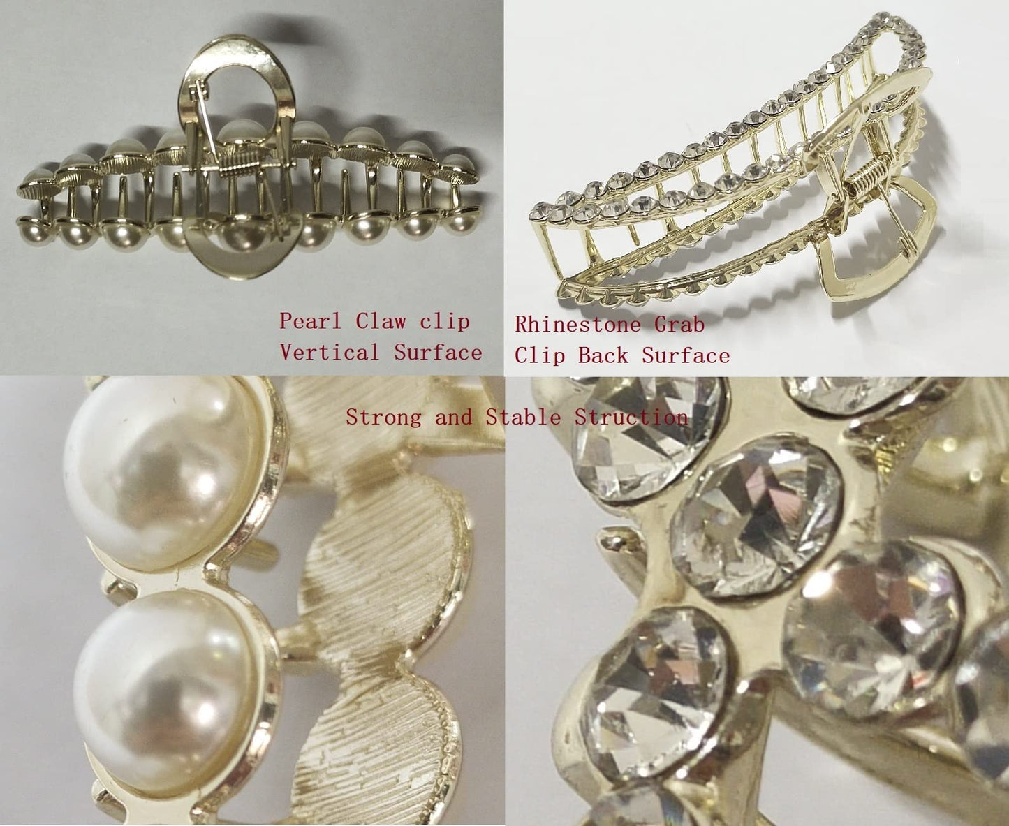 Hair Clips for Women - Big Claw Clips, 4 Inch Non-Slip Large Clips for Thick to Thin Hair, Strong Hold for All Ages (P/Cre)