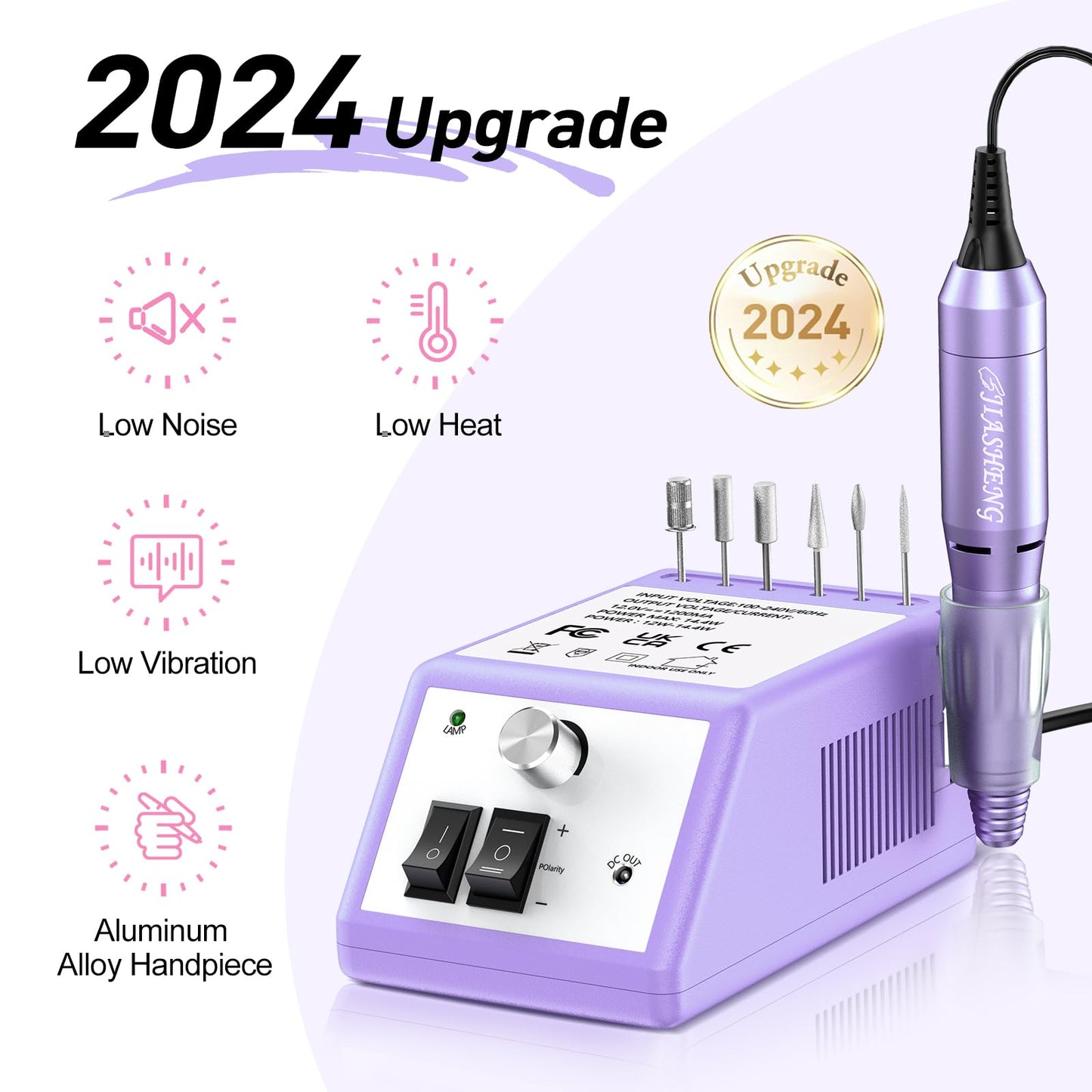 JIASHENG Professional Nail Drill, 20000rpm Electric Nail Drill Machine, Electric Nail File Drills for Acrylic Nails Gel Nails Manicure Pedicure Tools for Salon Use, Violet