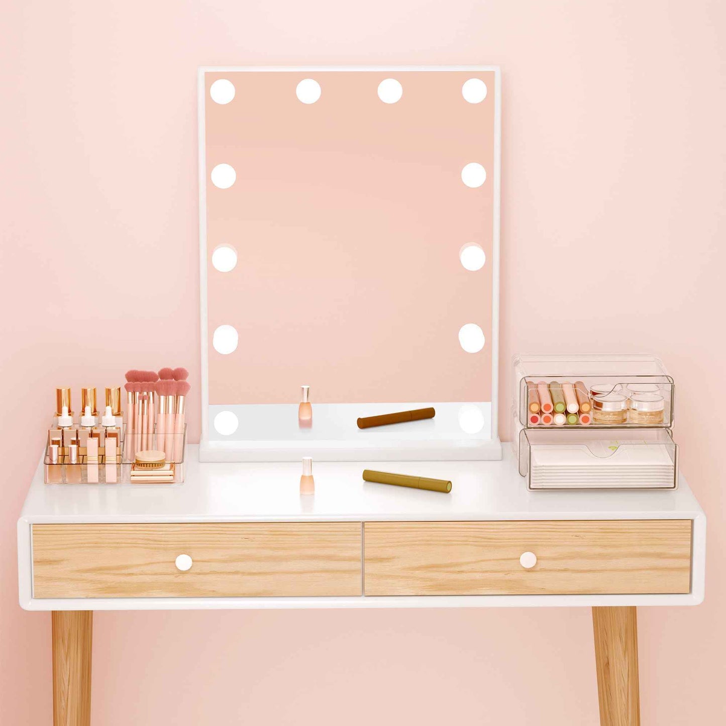 DOADW Bathroom Counter Organizer Clear - 3Pcs Stackable Makeup Countertop Organizer for Vanity - Multi-Purpose Skin Care Lipstick Cosmetic Organizer