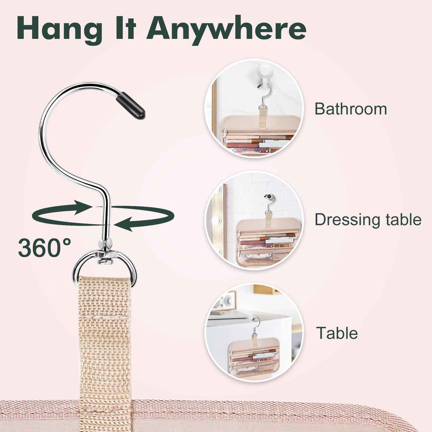 Wedama Toiletry Bag for Women, Large Cosmetic Travel Bag, Hanging Toiletry Bag for Bathroom, Thickened PVC Waterproof Travel Makeup Bag, Toiletries Bag for Travel Business Trips and Camping