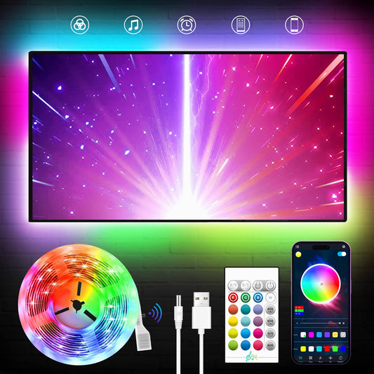 KANTUTOE TV LED Backlight, 23ft TV LED Lights for 70-100 Inch, RGB LED Lights for TV with Remote, Music Sync Bluetooth APP Control TV LED Strip Lights USB Powered for Bedroom/Gaming Room