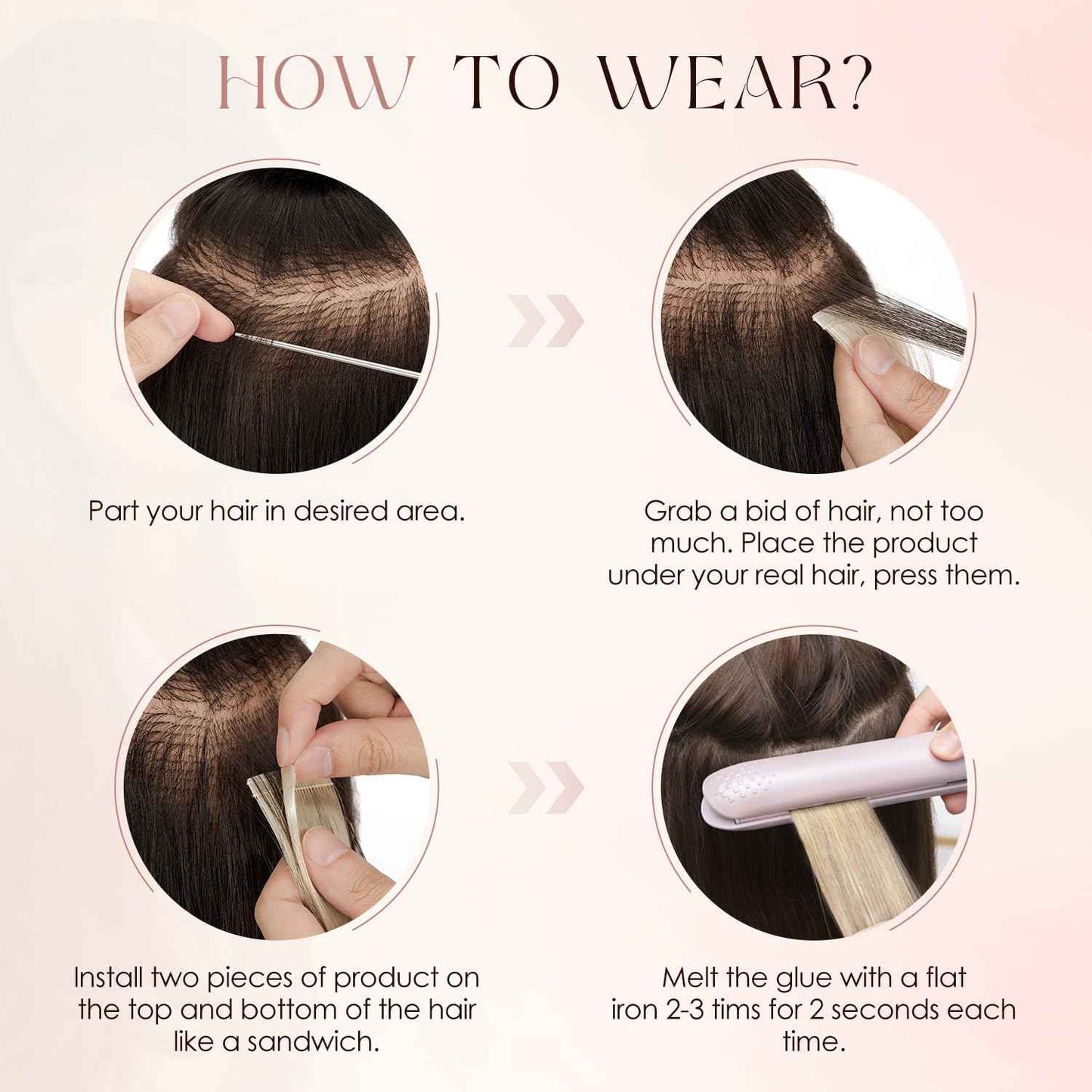 Human Hair Tape in Extensions-Double Stitched,SLEEKALON Free-cut Mini Tape ins Real Hair Extension Platinum Blonde Invisible Seamless Straight Double Side Tape Hair Extension-18 Inch,20pcs 50g,#60