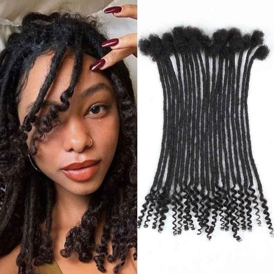 Vecago 12 inch 30 Strands Loc Extensions Human Hair Curly Ends, 0.4cm Width Soft Human Hair Dreadlock Extensions Shoulder Curly Dreads Locs Hair(1b)