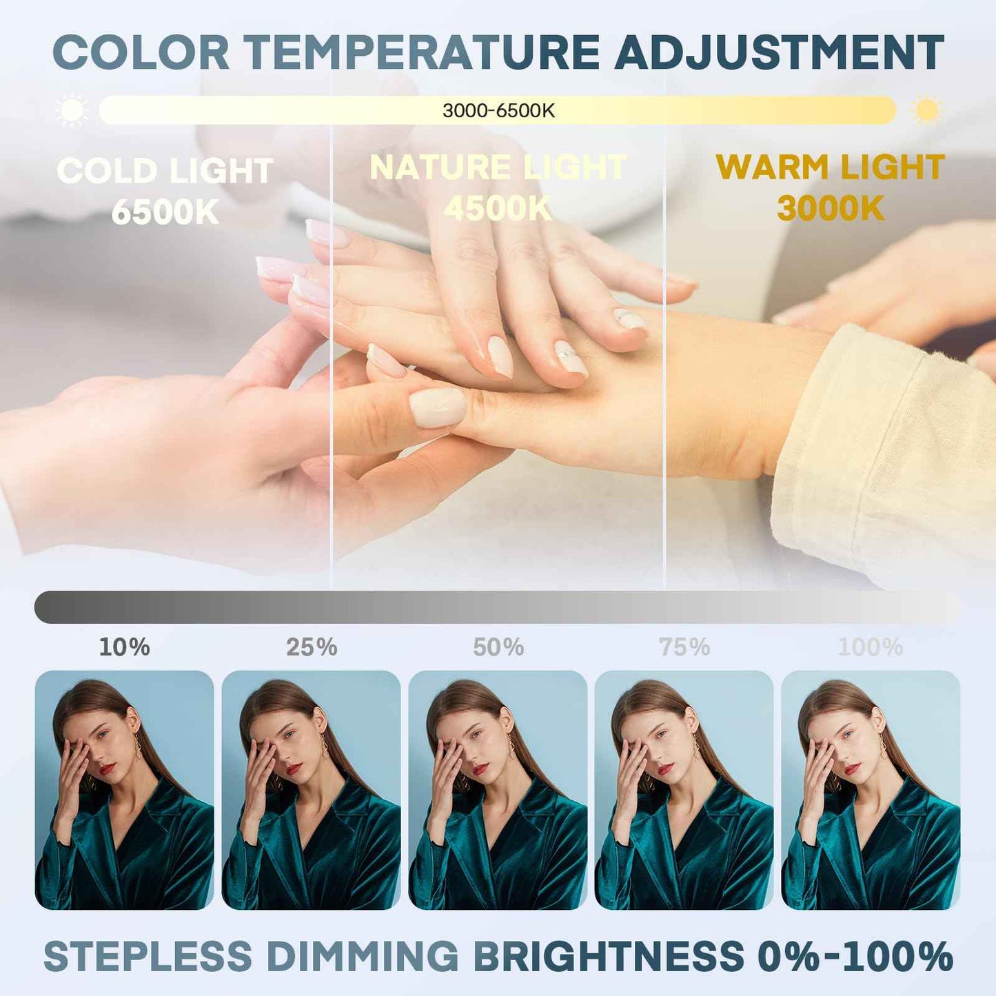 MYSWEETY Foldable Half Moon Nail Desk Lamp, 23 Inch Lash Tech Light with Phone Holder, Estheticians Table Lamp for Tattoo, Lash Eyelash Extension, Beauty