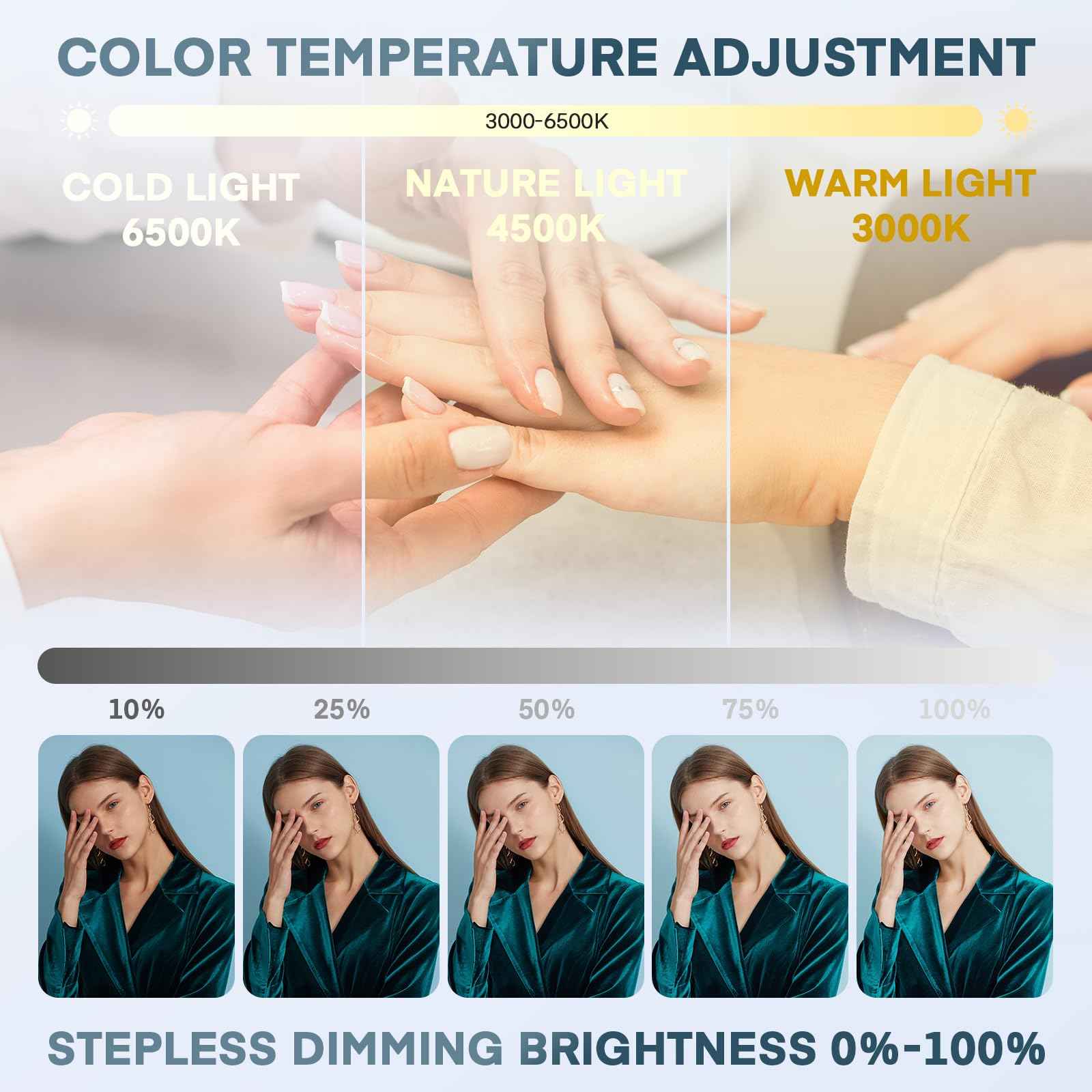 MYSWEETY Foldable Half Moon Nail Desk Lamp, 23 Inch Lash Tech Light with Phone Holder, Estheticians Table Lamp for Tattoo, Lash Eyelash Extension, Beauty