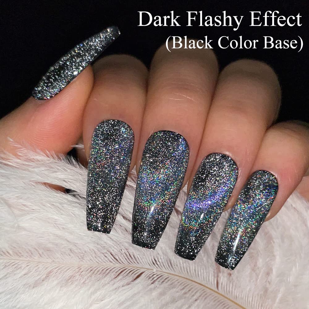 MIZHSE Universal Reflective Rainbow Cat Eye Gel 10ml Reflective Gel Nail Polish Holographic Laser 9D Cat Eye Gel Nail Polish With Magnetic Stick Soak Off LED UV Gel Nail Kit Home DIY Manicure