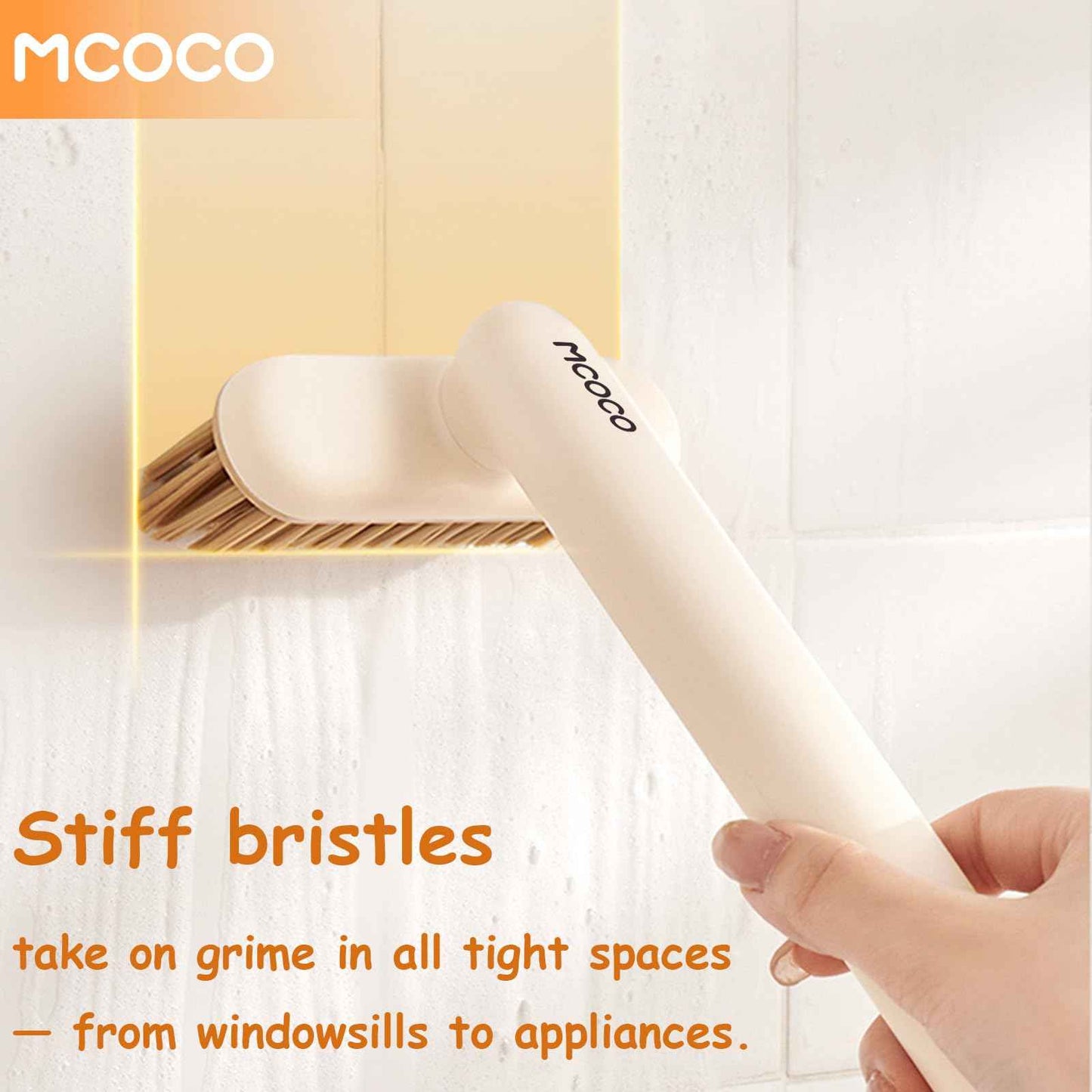 MCOCO Crevice Cleaning Brush Cleaning Brushes for Household use Multi-Purpose Hard Bristle Brushes Bathroom Brush for Kitchen Window Toilet Grout Bottle Sink Corners Blender Small Spaces 2 Pack White