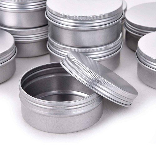 1 Ounce Aluminum Tin Jar Refillable Containers 30 ml Aluminum Screw Lid Round Tin Container Bottle 60 Pack for Cosmetic,Lip Balm, Cream