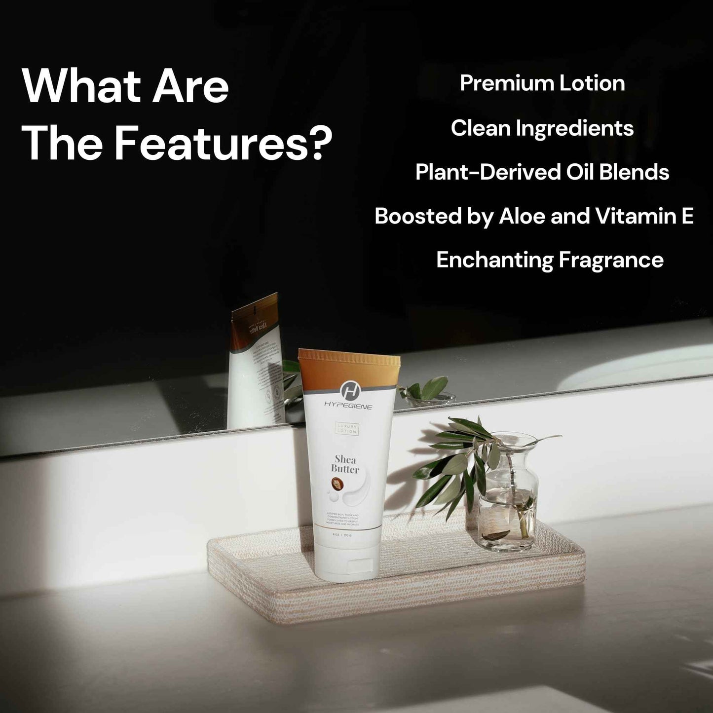 Hypegiene Shea Butter Lotion - Thick Textured, Hydrating Daily Moisturizer with Aloe, Shea Butter & Vitamin E - Non-Greasy Organic Body Lotion - Vegan, Paraben-Free - For Dry & Sensitive Skin (6oz)