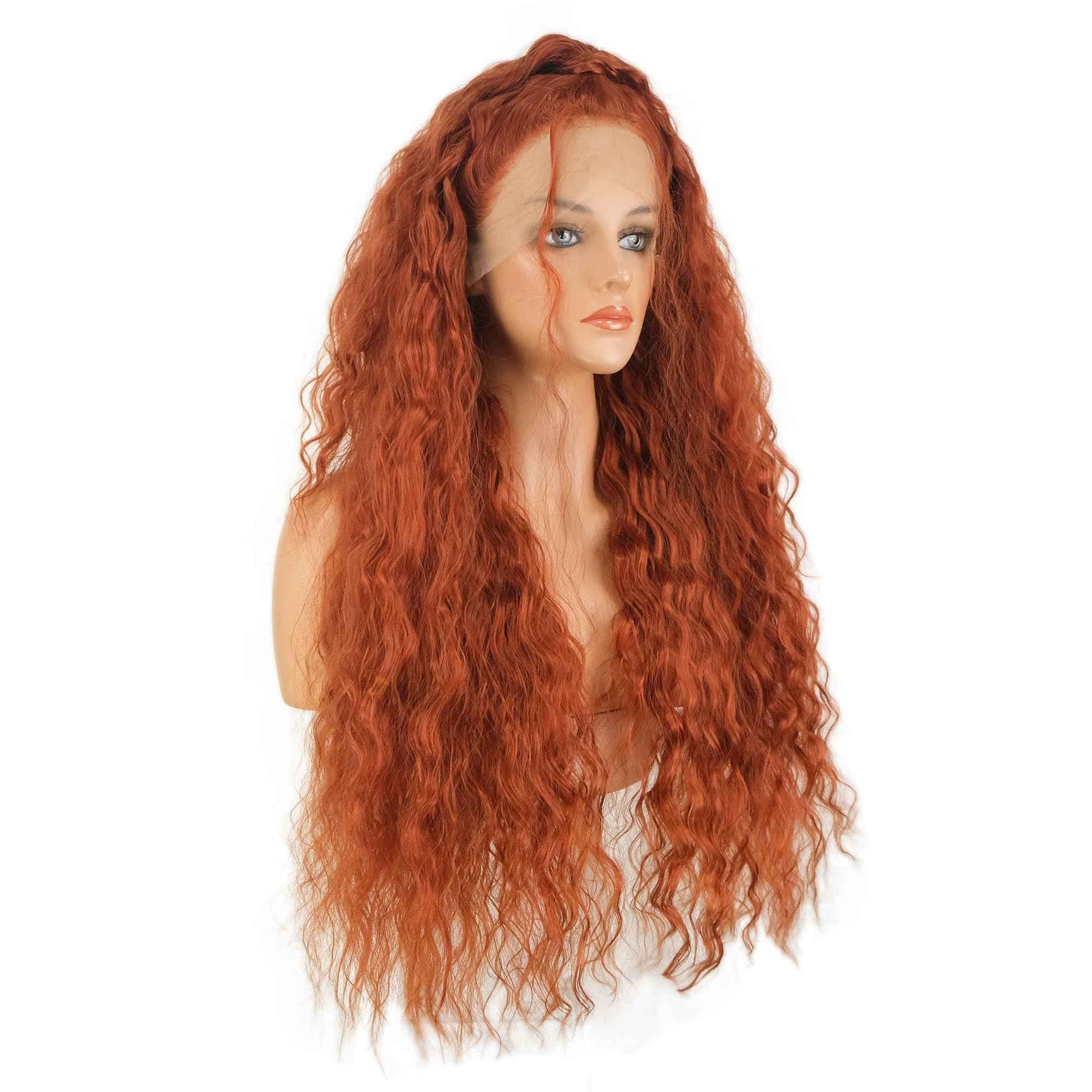 Wiginway Long 28 Inches Lace Front Wigs Orange Hair Women Freestyle Wig Heat Resistant