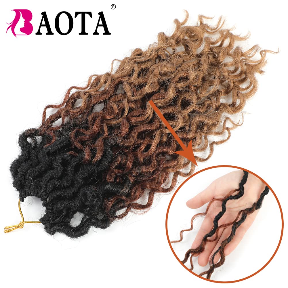 BAOTA Goddess Locs Crochet Hair 10 Inch 7 Packs Faux Locs Crochet Hair for Black Women Pre Looped Crochet Hair with Curly Ends River Locs Boho Style Hair Extensions T30/27 Color