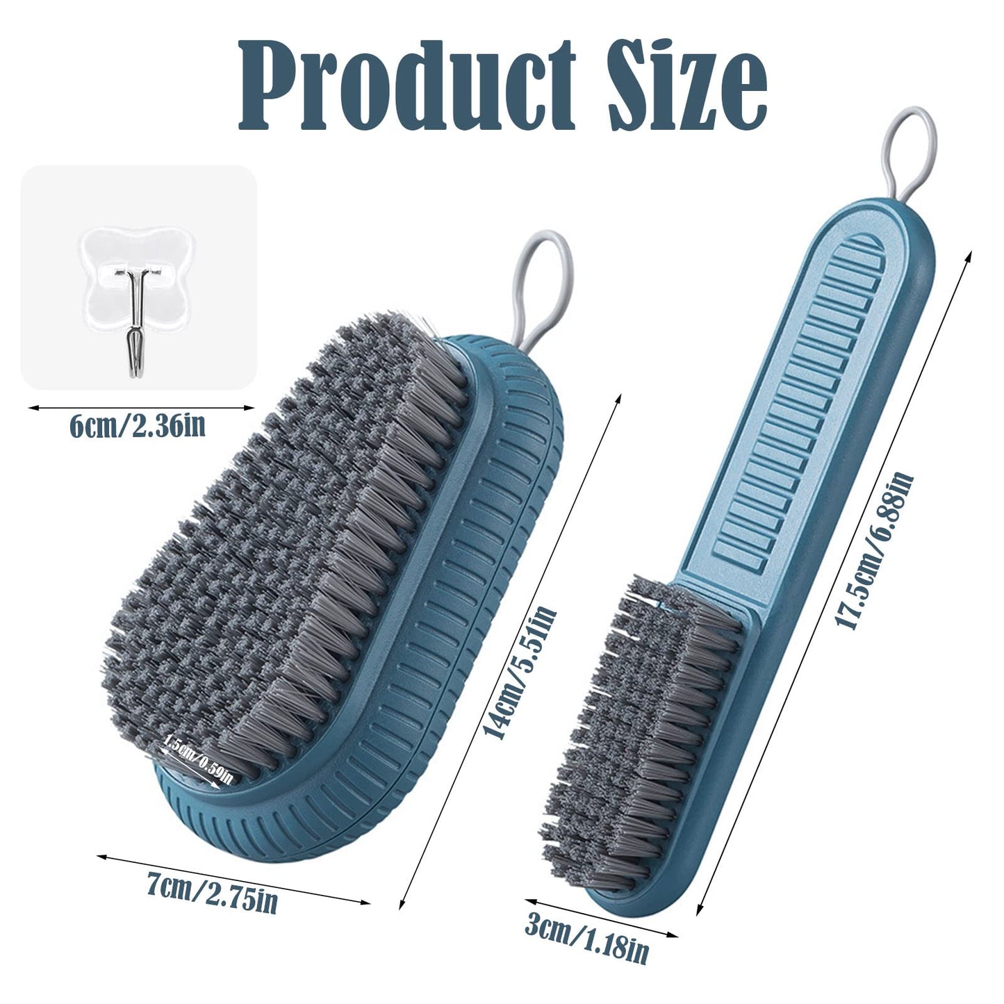 2PCS Heavy Duty Nail Brush for Cleaning Fingernails, Blue Fingernail Scrub Brush Durable Stiff Bristles Nail Hand Scrub Brush Toenail Brush Fingernail Brushes for Men Women Mechanics