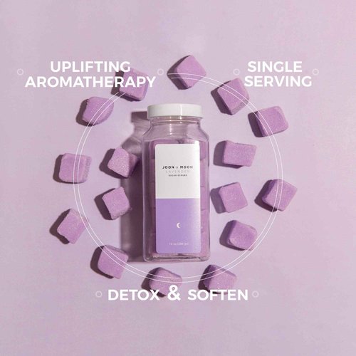 JOON X MOON Sugar Scrub (Lavender, 1 Pack), Exfoliating Body Scrub, Moisturizing Aloe and Shea Butter to Soften and Nourish Skin, Beauty and Self Care Essential, Single Use Scrub Cubes, 10 oz