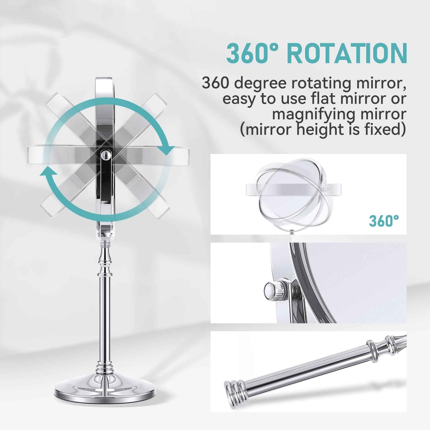 MIYADIVA Magnifying Mirror 20x, Double Sided 1X & 20X Magnifying Mirror on Stand, Large Tabletop Magnified Vanity Mirror, Magnified Mirrors with 360°Rotation for Bathroom or Bedroom,8 Inches