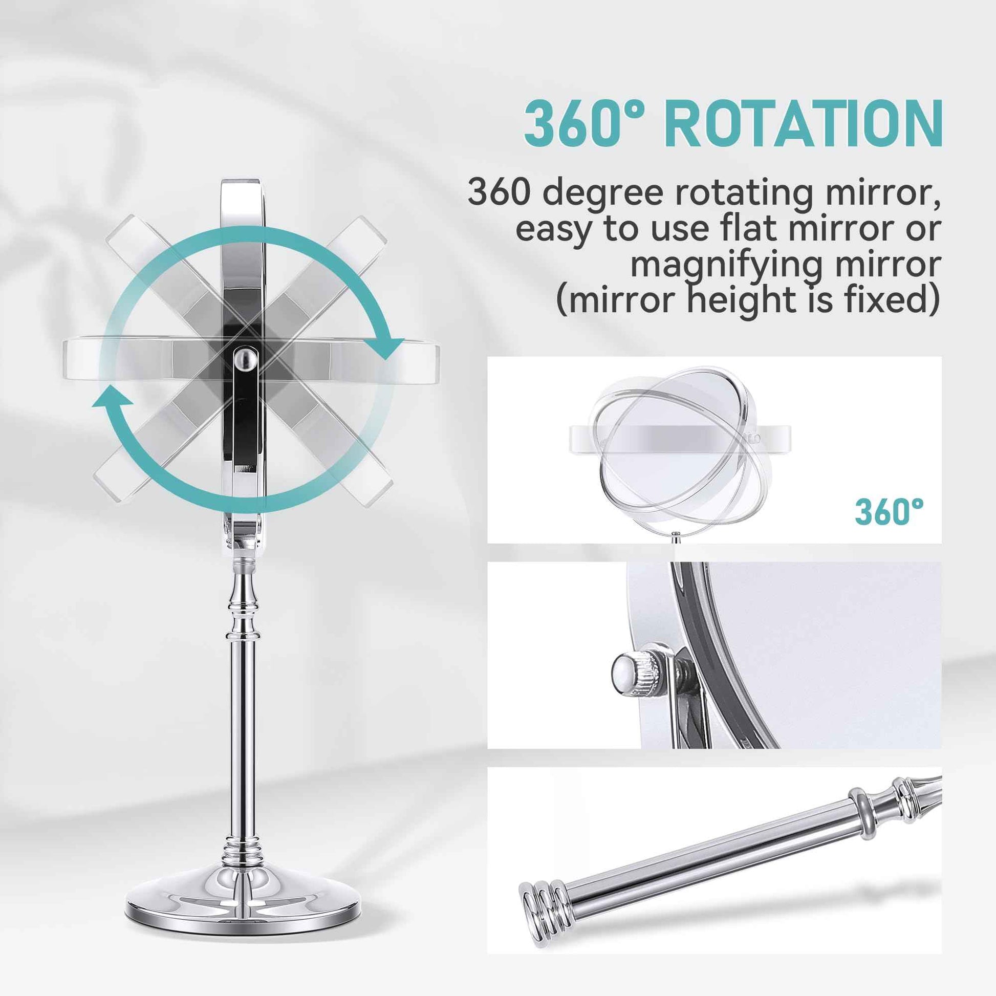MIYADIVA Magnifying Mirror 20x, Double Sided 1X & 20X Magnifying Mirror on Stand, Large Tabletop Magnified Vanity Mirror, Magnified Mirrors with 360°Rotation for Bathroom or Bedroom,8 Inches