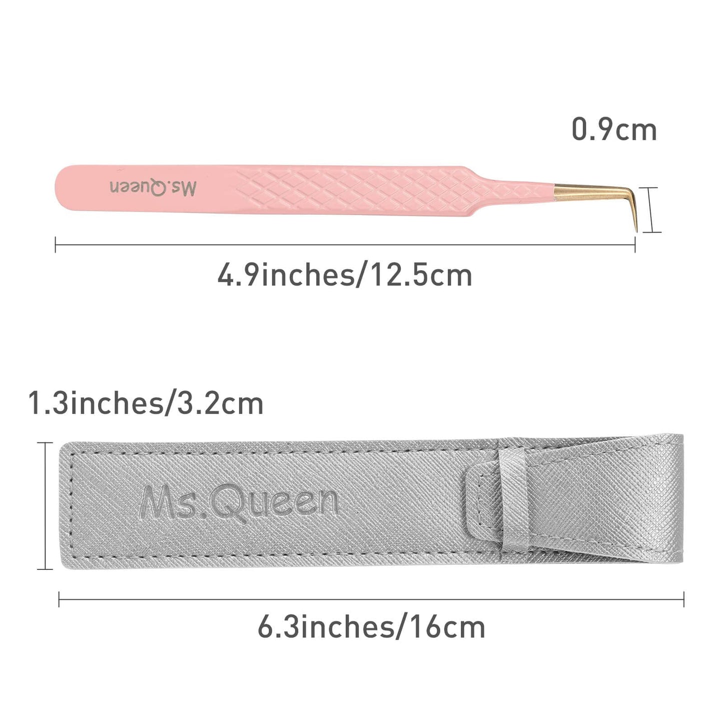 Ms.Queen 90 Degree Lash Tweezers for Eyelash Extensions, Precision Fiber Tip Grip Mega Volume Lash Tweezers