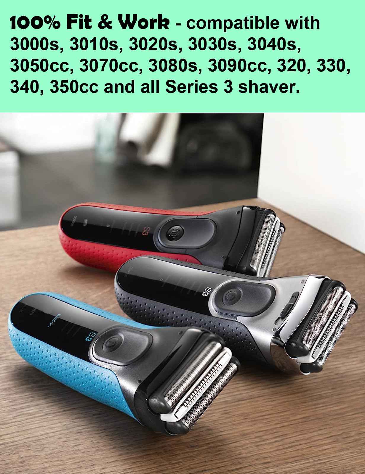 Series 3 Replacement Head 32B for Braun ProSkin Electric Shaver, S3 Wet and Dry Replacement Head Compatible with Braun 3040s 310s 340s-4 3000s Foil and Cutter (1 Count)