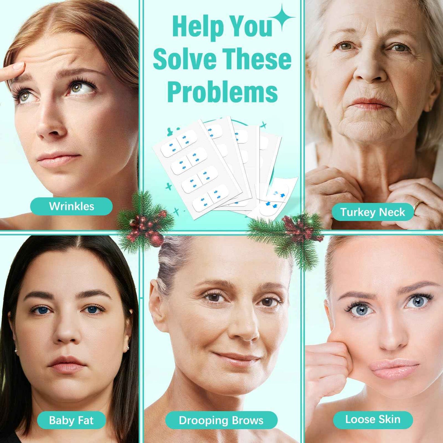 Face Lift Tape Invisible, Facelift Tape for Face, Neck Strips Lift Turkey Neck, Skin Lifting Tapes V Edge Patches for Wrinkle, Jowl, Eye, Double Chin, Loose Sagging Skin (1 Count (Pack of 280))