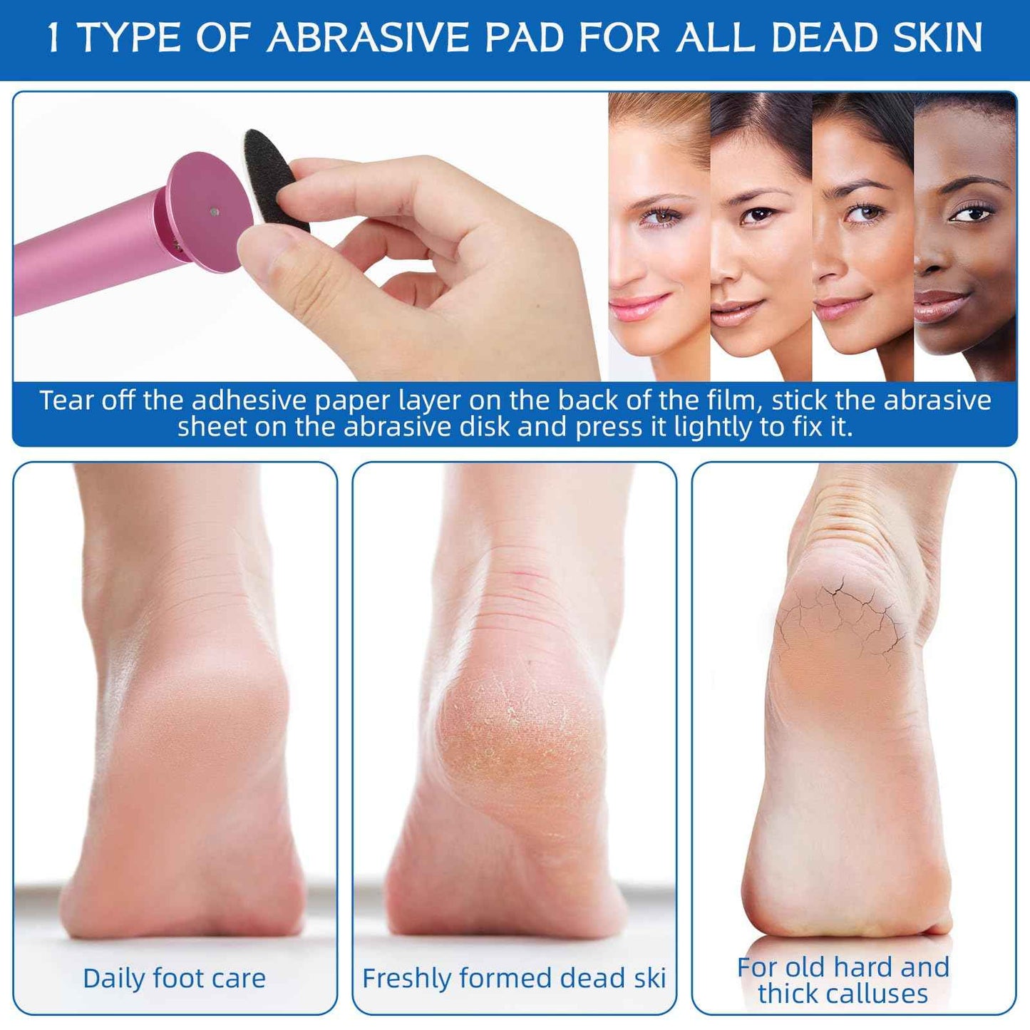 Dermave Electric Foot Callus Remover, Callus Remover for Feet, Foot File Grinder Tool with Speed Controller, Electric Callus Remover with 60pcs Replacement Sandpaper Disk for Women Men, Pink