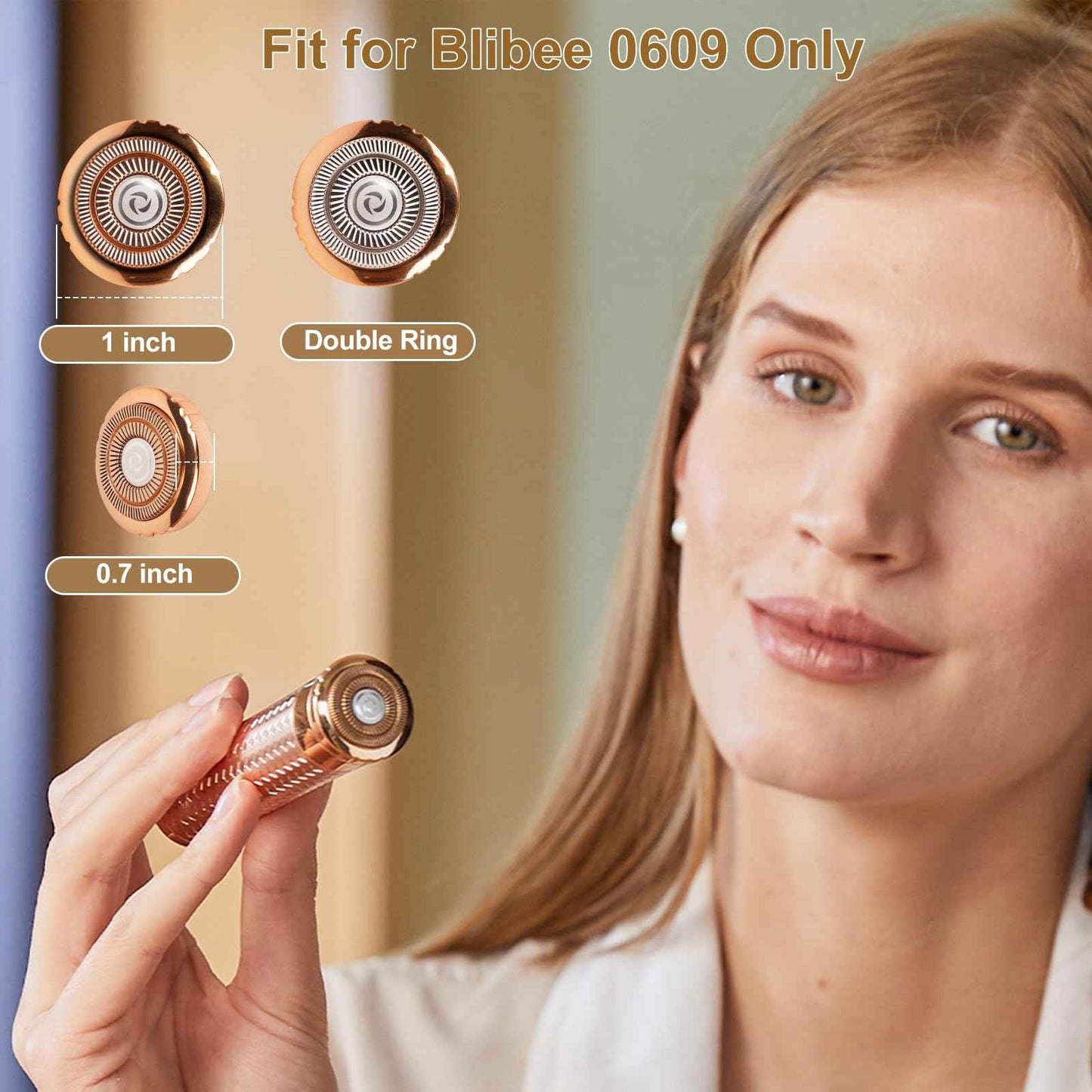 BLIBEE Hypoallergenic Replacement Heads & Blades for Facial Hair Remover, 2-Color 4-Pack, Perfect Fit for Women's BLIBEE Hair Removal Device, Sensitive Skin Safe