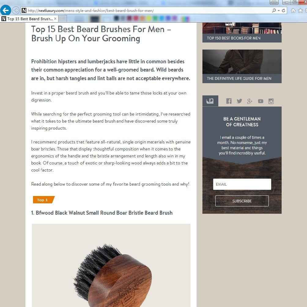 BFWood Boar Bristle Beard Brush for Men - Black Walnut Wood