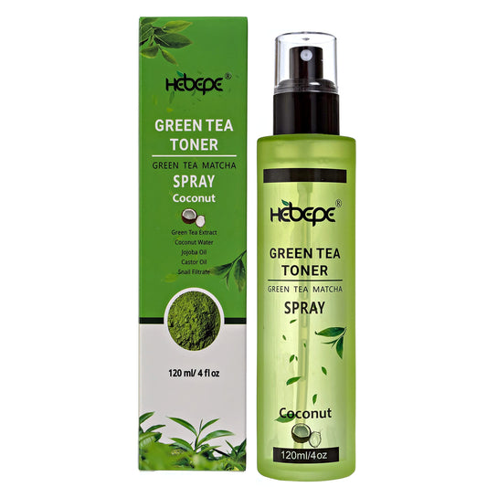 Hebepe Green Tea Matcha Facial Toner Mist with Coconut Water, Refreshing, and Soothing Face Toner, with Jojoba Oil, Castor Oil, Snail Filtrate,120ml