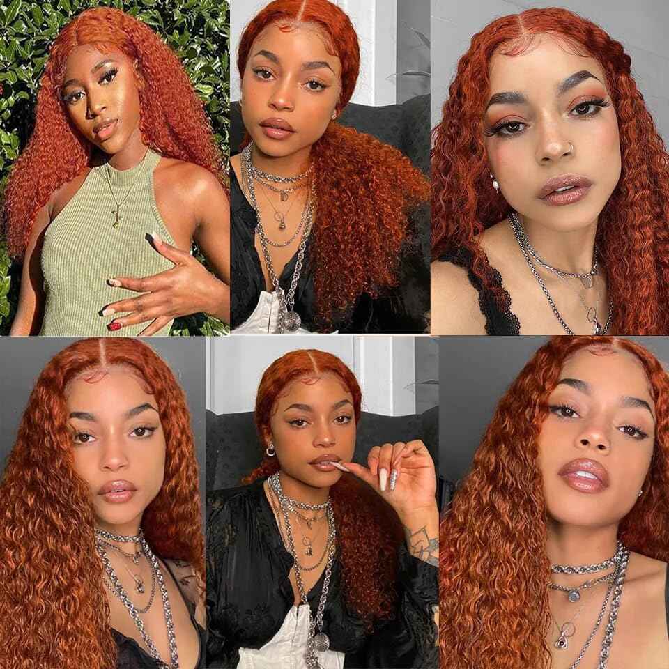 Ginger Orange Curly Human Hair Bundles Color 350 Human Hair Bundles Ginger Kinky Curly Bundles Double Weft Brazilian Remy Hair Wet and Wavy Bundles Silky and Soft for Black Women 10 10 10 Inch
