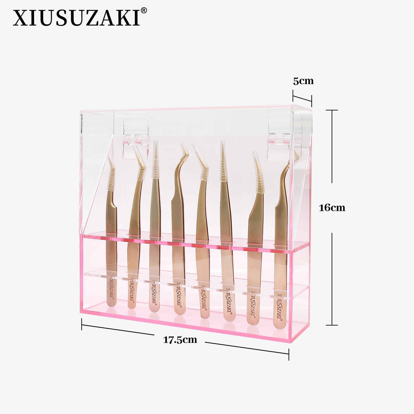 XIUSUZAKI Tweezers Storage Box 8 Holes Holder Lash Tweezers Storage for Eyelash Extensions Eyelash Professional(White,Only the Box)