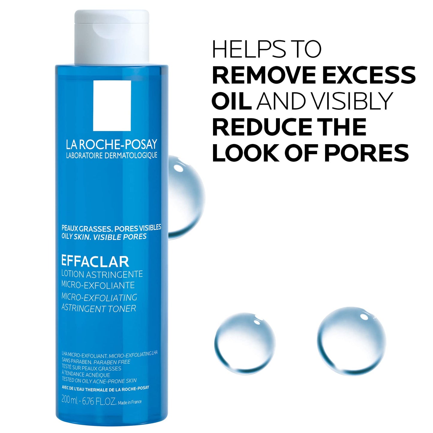 La Roche-Posay Effaclar Astringent Face Toner for Oily Skin, with Exfoliating LHAs to Minimize Appearance of Pores and Smooth Skin Texture, No Color(Packaging may vary)