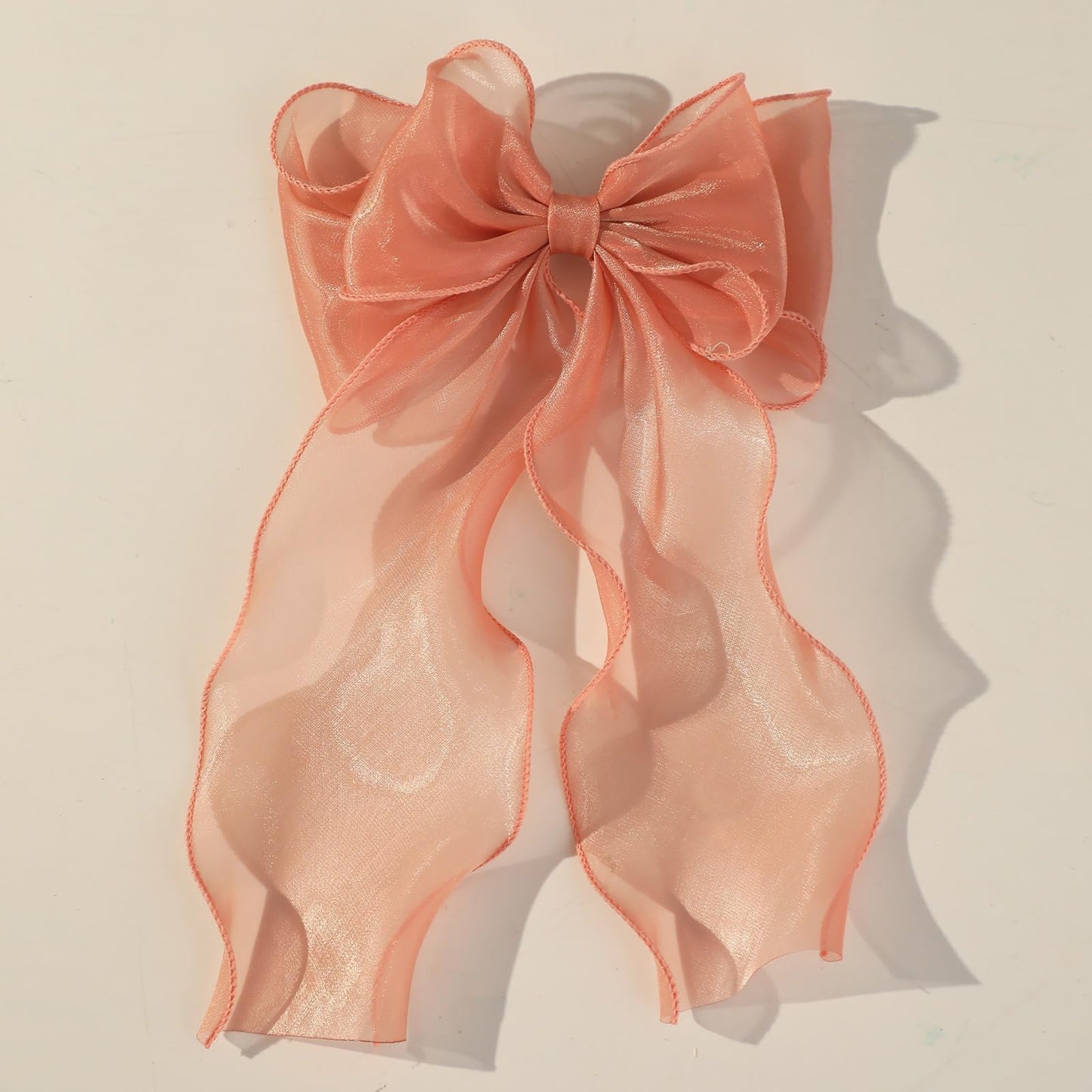 papasgix Hair Bow Clips: Big Silk Ribbon Bows in Solid Colors, Long Silk Ribbons for Women and Girls (1, Orange)