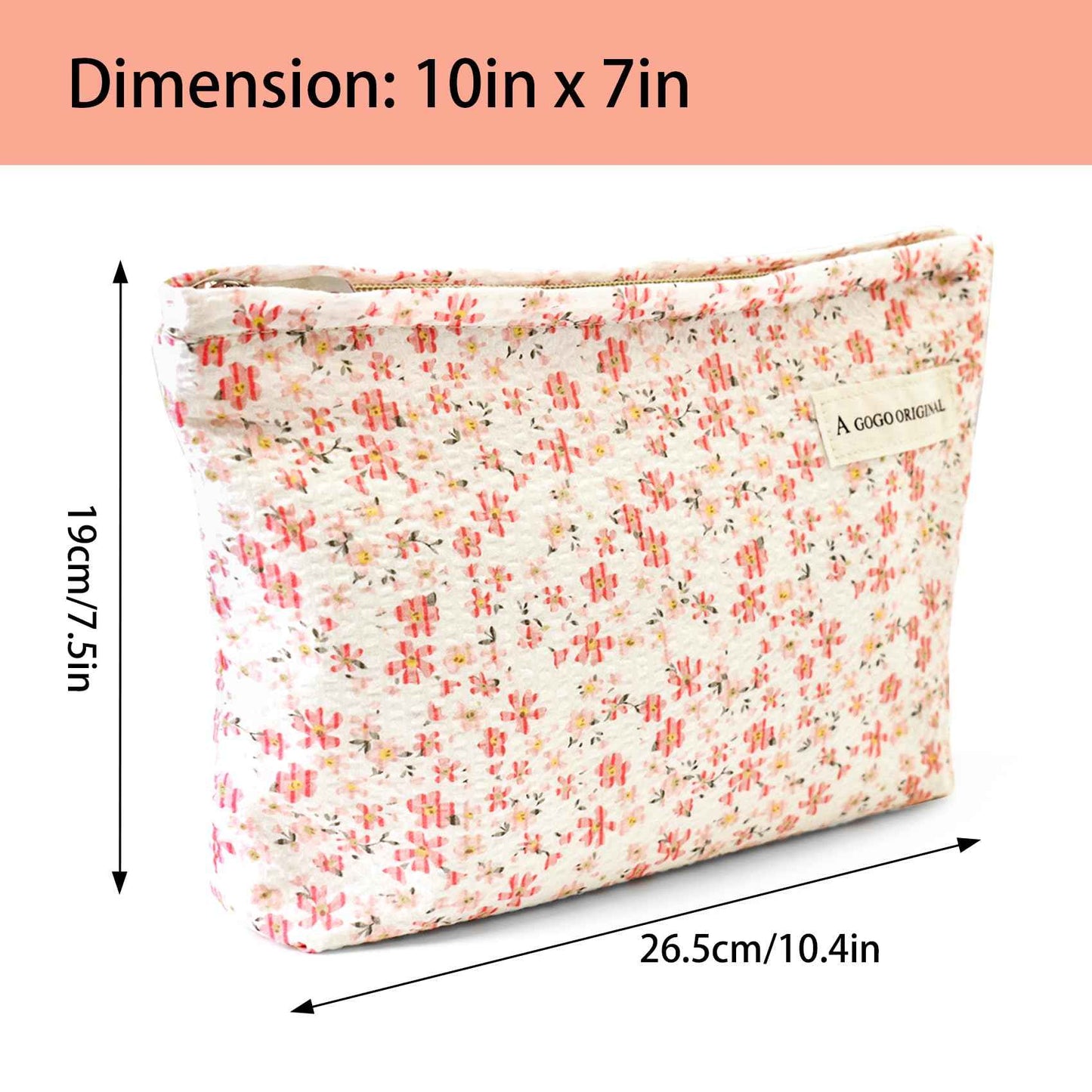 Loyzcy Aesthetic Makeup Bag Cotton, Quilted Floral Make up Bags, Make Up Pouch, Toiletry Bag Women, Floral makeup bag, Cosmetics Organizer Pouch, Pencil Case for Daily Use (Pink)