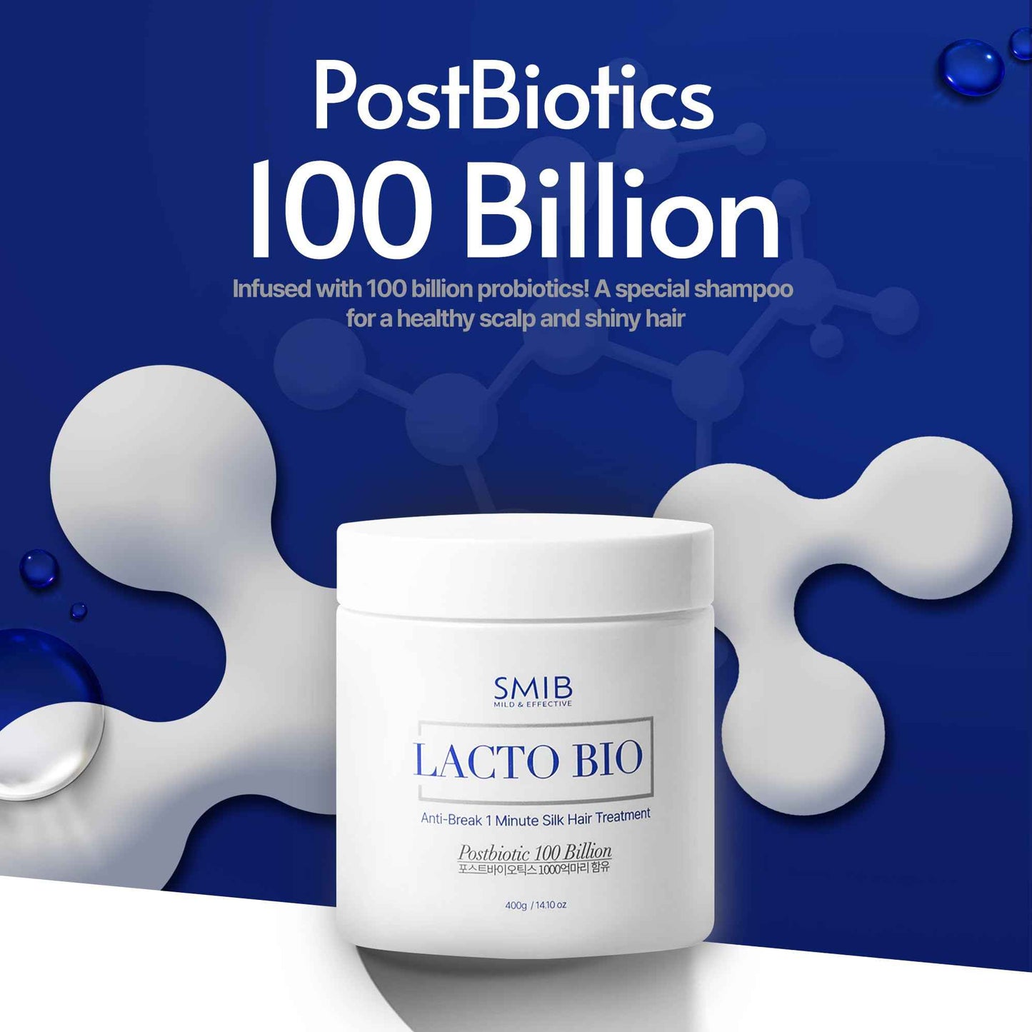 SMIB Lactobio 1'Min Silk Hair Treatment - 100 Billion Postbiotic-Powered Formula for Silky, Healthy Hair–Nourish & Protect -Strengthen & Nourish with Advanced Scalp Care - Korean Formula (14.10 oz)