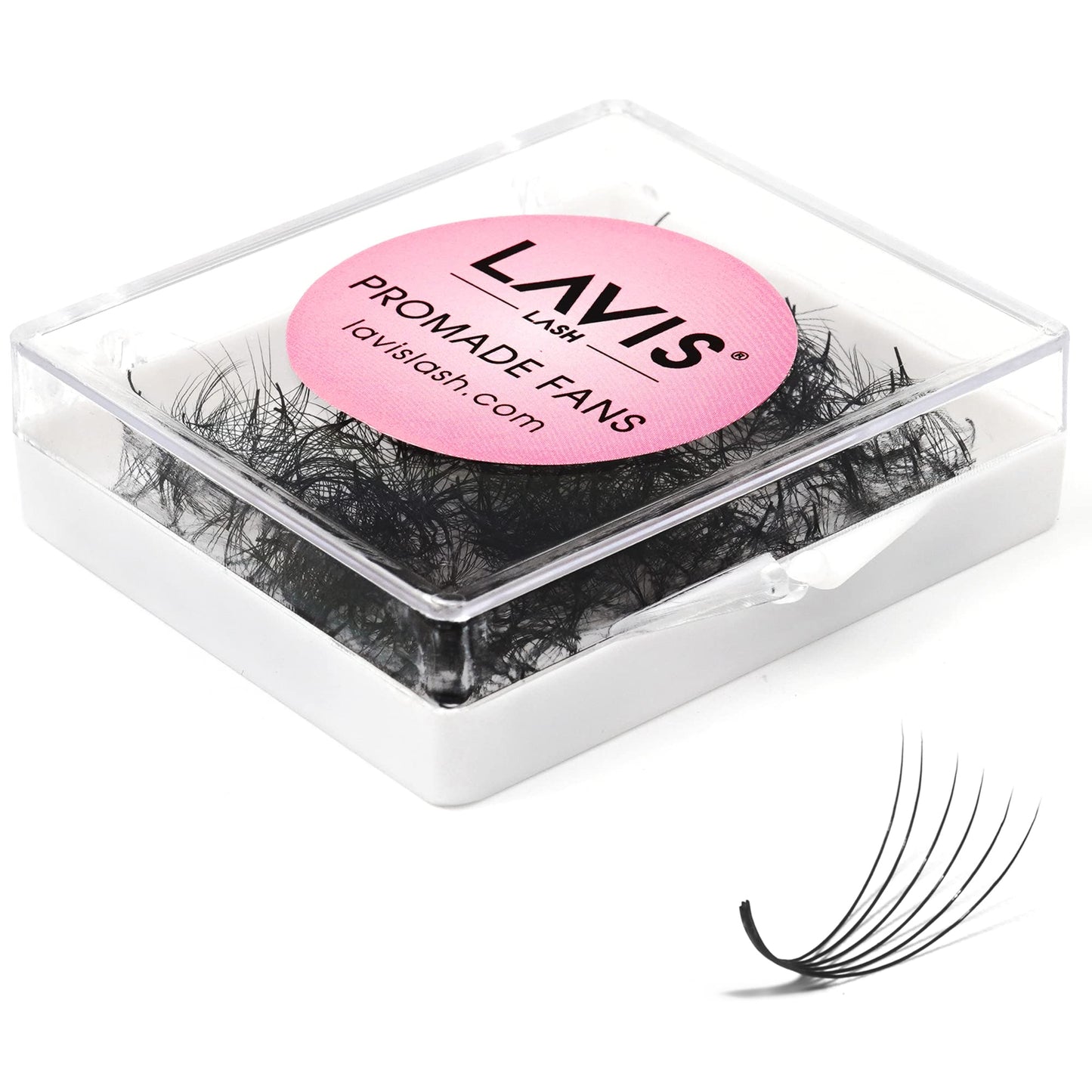 LAVISLASH 500 Promade Fans Eyelash Extension | Handmade Loose Volume Lash | Mutiple Options 3D-8D/10D/12D/14D/16D Fans | 0.03/0.05/0.07mm Thickness | C/CC/D Curl | 8-16mm Length(6D-0.07-C-13mm)