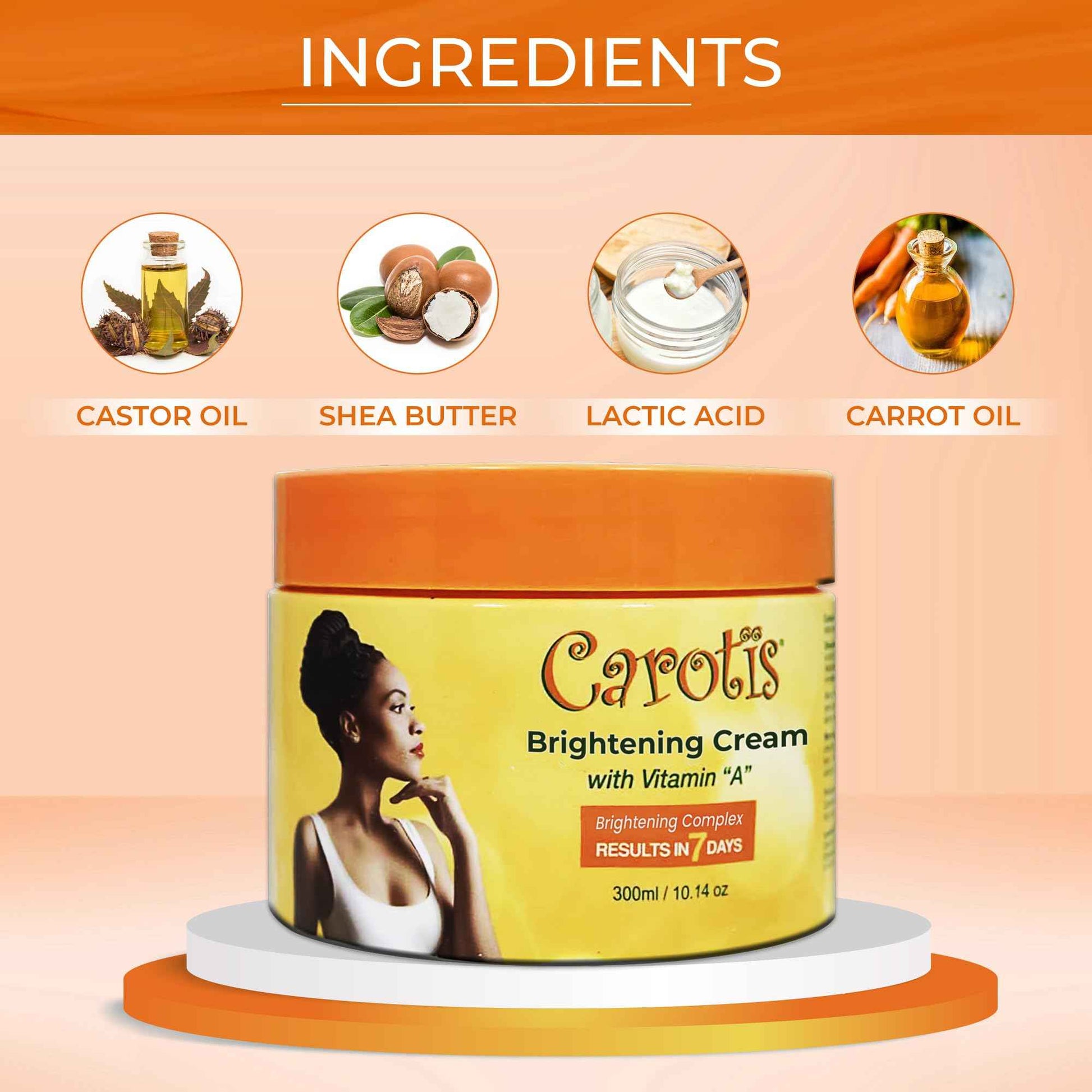 CAROTÏS, Skin Brightening Cream – 300ml / 10.14fl oz – 7 Day Night Cream for Uneven Skin Tone, with Vitamin A (Pack of 2)