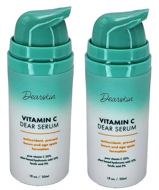 2 PACK Vitamin C Serum 20% - PURE L-ASCORBIC ACID, Ferulic Acid, Hyaluronic Acid Botanic, Vitamin E Organic Cruelty Free for Face and Neck Best Antioxidant, Treatment for Wrinkles, Men and Women