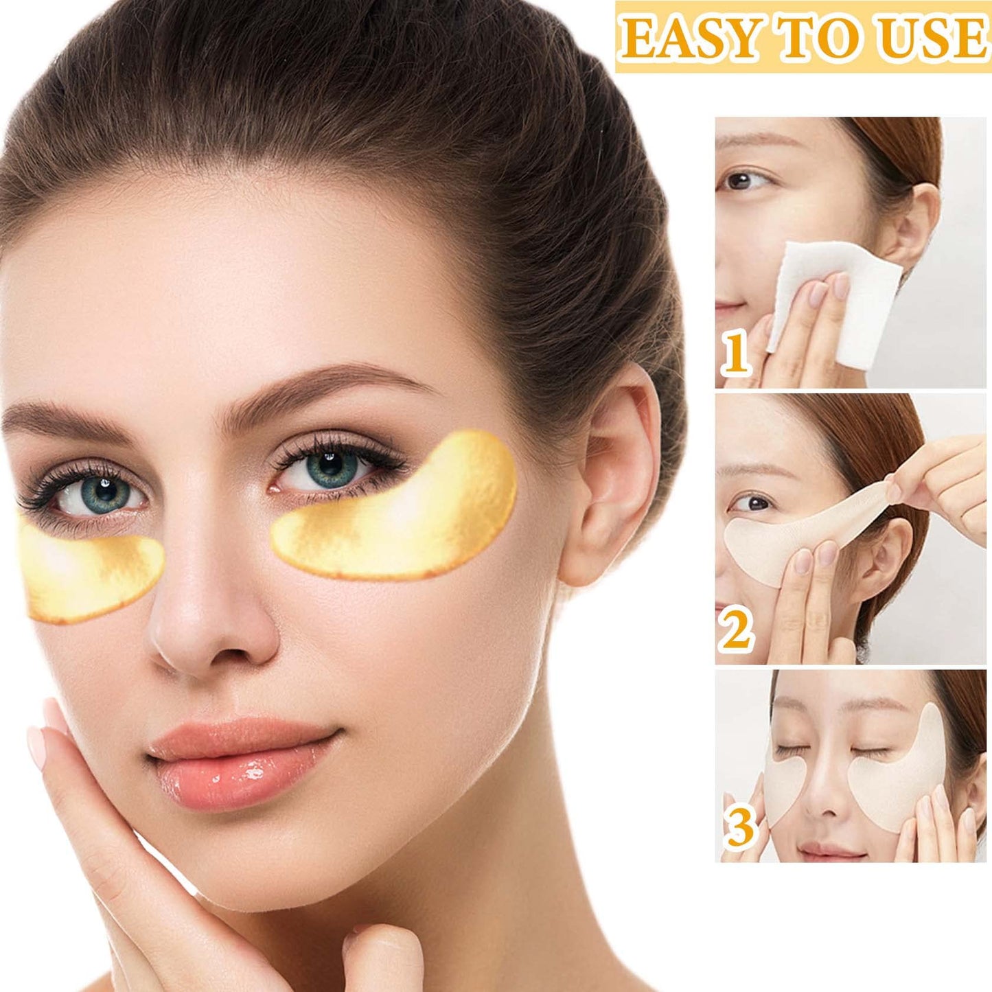 LZYLLS 60 Pcs 24K Gold Under Eye Patches,Under Eye Mask for Puffy Eyes Dark Circles Eye Bags Fine Lines,Moisturizing & Hydrating Under Eye Gel Pads Eye Patch Treatment Masks for Eye Skin Care