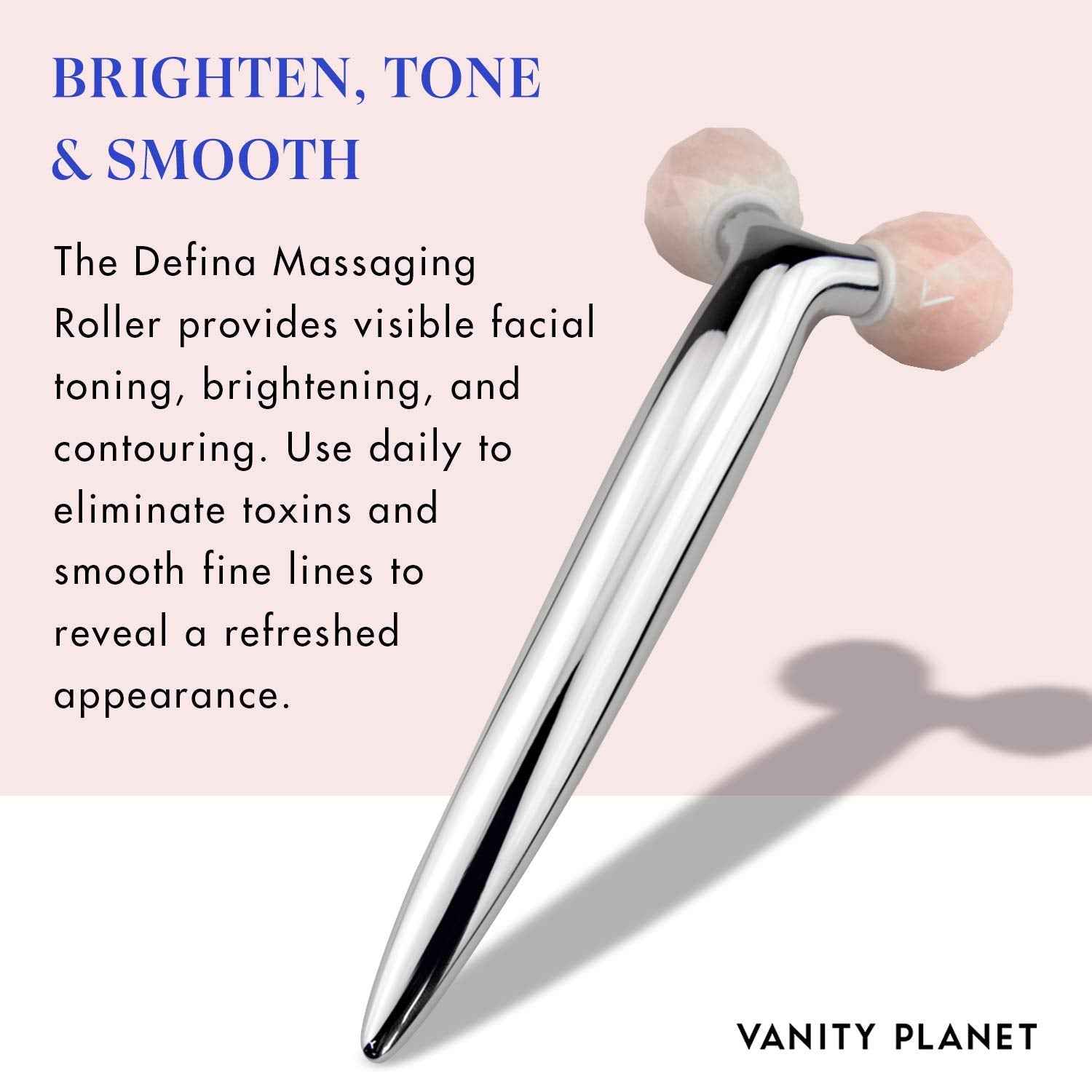 Vanity Planet Defina Contour and Define Massaging Roller - Facial Roller Helps Stimulates Blood Flow and Helps Reduce Fine Lines - Unique V-Shaped Design for Cooling Precision