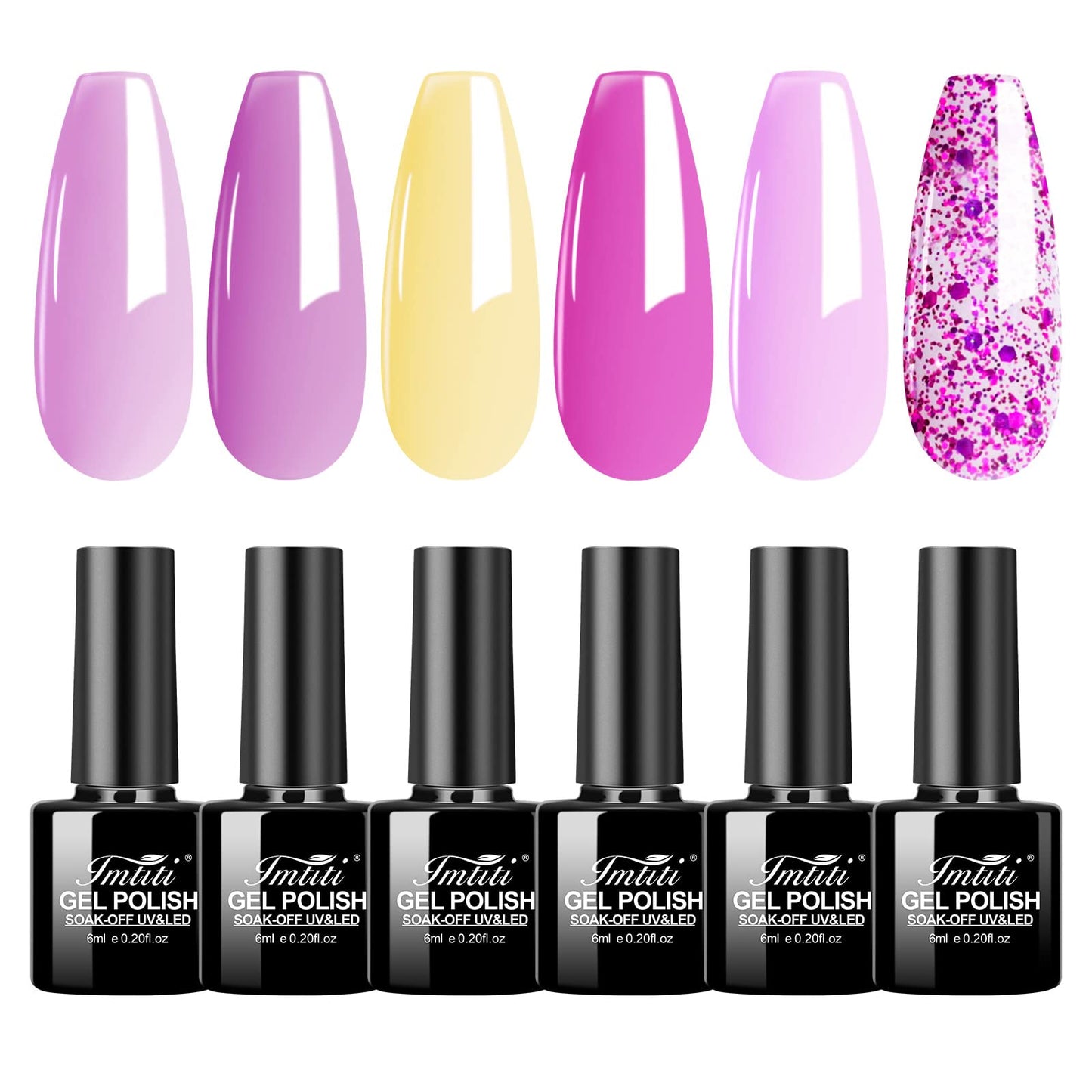 Imtiti Pink Gel Nail Polish Setï¼? Colors Nude Pink Pastel Gel Polish Kit, Soak Off Pink Confetti Glitter Nail Gel Polish Spring Summer Nail Art Manicure Starter Kit