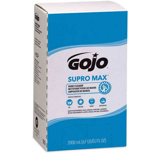 GOJO Industries 7272-04 2000 mL Refill SUPRO MAX Lotion Hand Cleaner, English, 15.34 fl. oz., Plastic, 8.8" x 3.6" x 5.1"