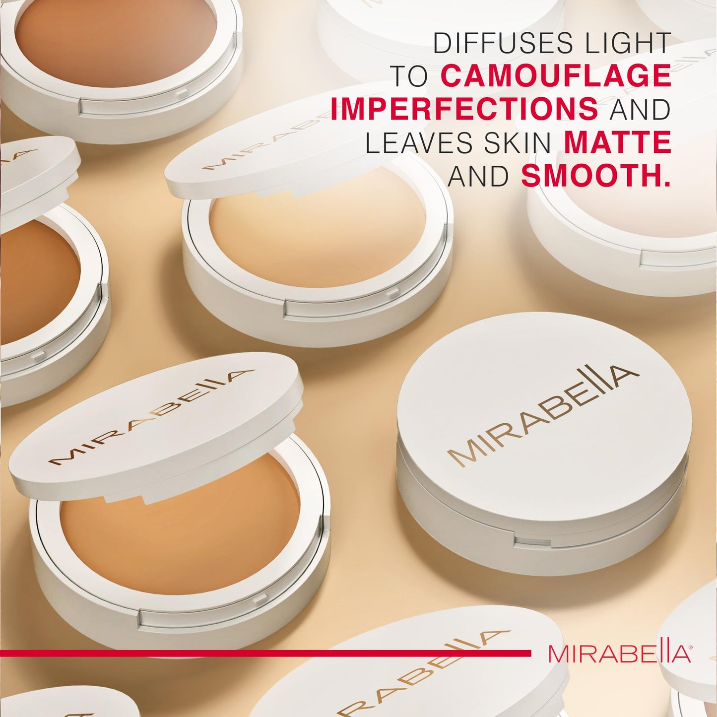 Mirabella Invincible For All Pure Pressed Powder Foundation Makeup, Buildable Mineral Foundation & Blurring Setting Powder for All Skin Types - HD Matte Finishing Powder - Light L8