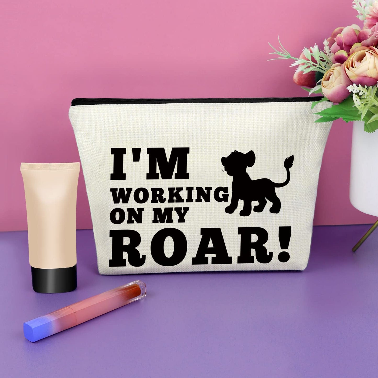 Lion Gifts Inspiration Gift for Women Makeup Bag Lion Lover Gifts for Friend Encouragement Gift Cosmetic Bag Birthday Gift for Lion Fans Christmas Thanksgiving Gifts for Her Cosmetic Travel Pouch