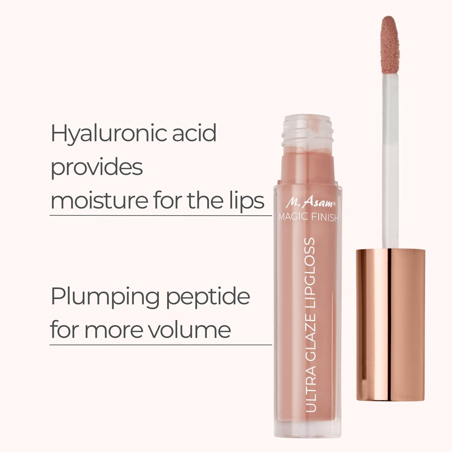 M. Asam MAGIC FINISH ULTRA GLAZE LIP GLOSS Cream Cashmere (0.13 Fl Oz) - Lip Plumper For Supple Lips With Intensive Shine, Lip Care With Hyaluronic Acid & Peptide, Delicate Vanilla Aroma, Vegan